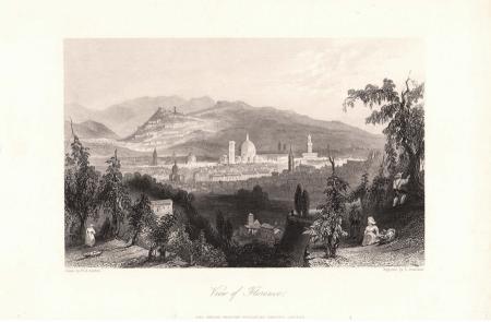 Art work by William Henry  Bartlett View of Florence - print paper 